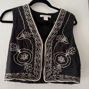 The Limited Black and White Embroidered Vest